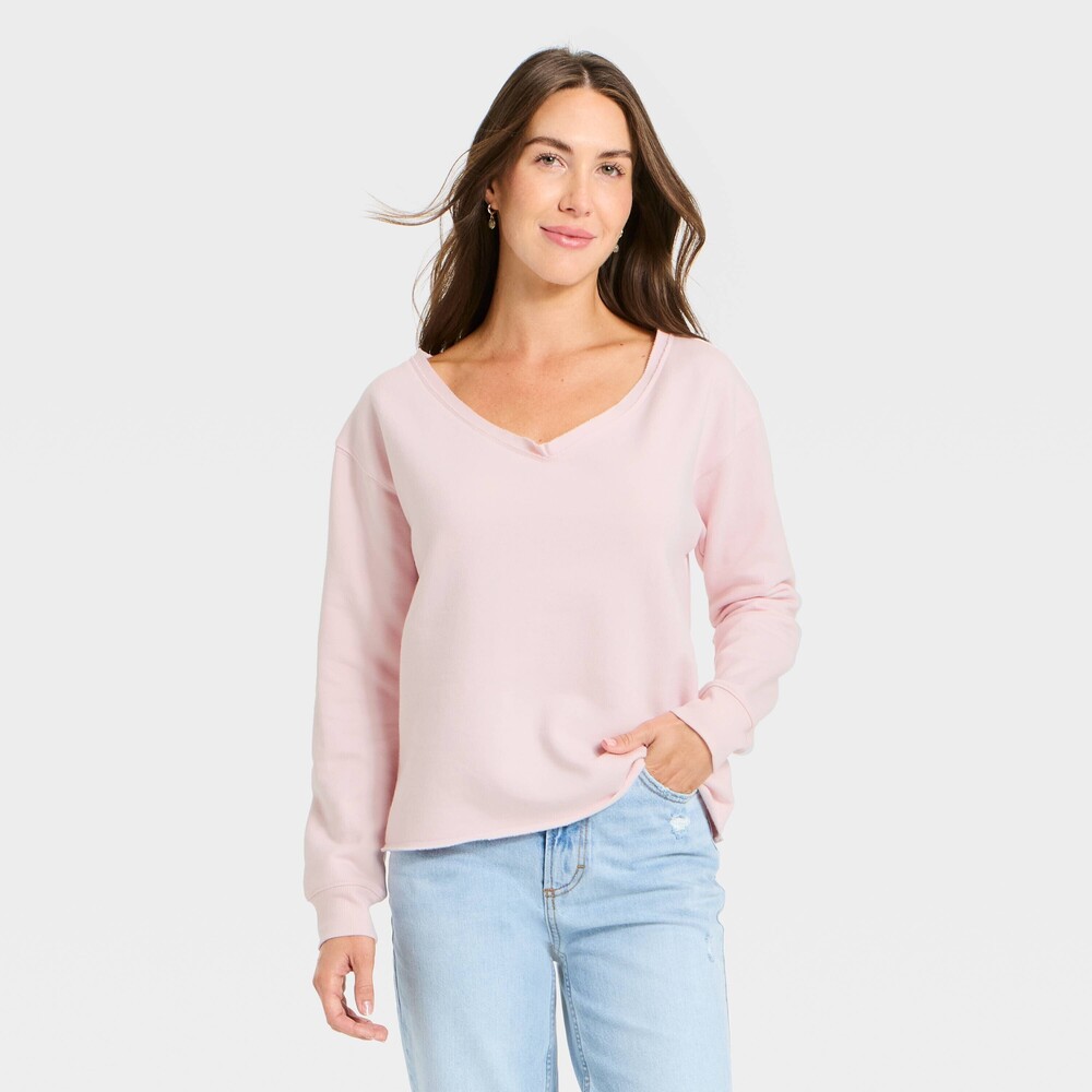 NEW Women's Oversized Sweatshirt - Universal Thread™ Light Pink L